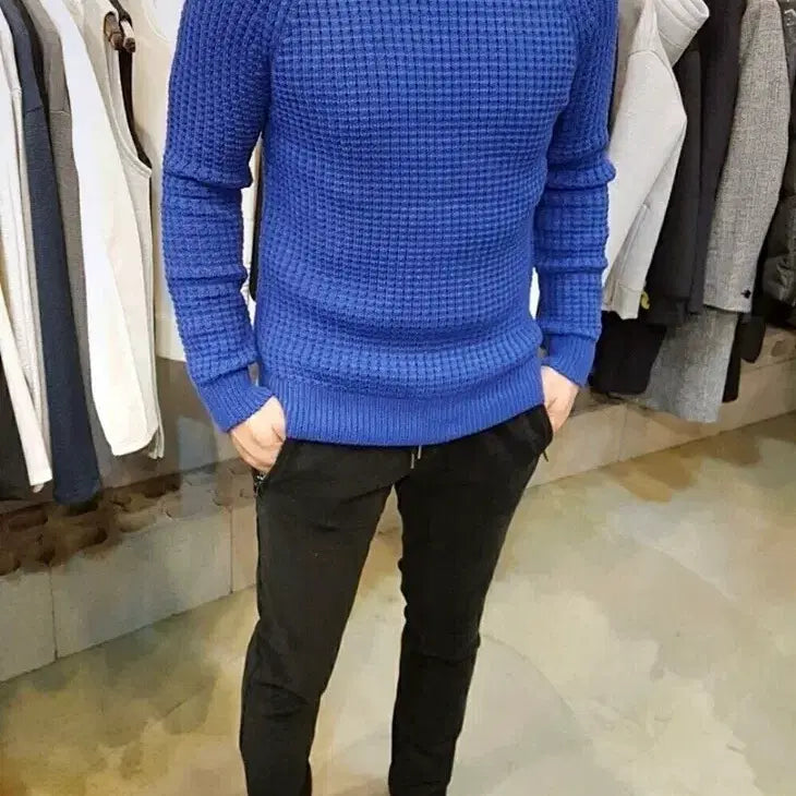 [BUNJANG] Waffle Knit Sweater / 새상품 와풀 사선 라운드니트