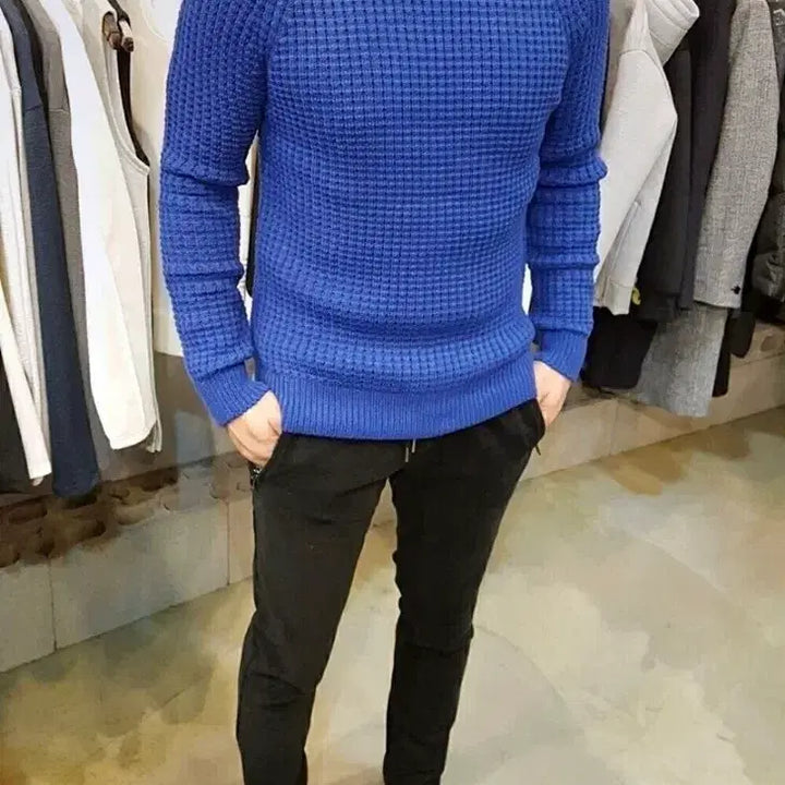 [BUNJANG] Waffle Knit Sweater / 새상품 와풀 사선 라운드니트