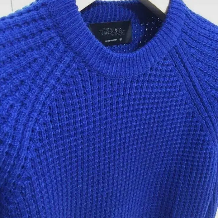 [BUNJANG] Waffle Knit Sweater / 새상품 와풀 사선 라운드니트