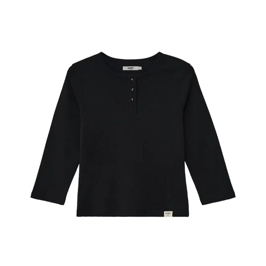 [BUNJANG] Glowny 3/4 Button Fly Tee Black / 글로니 glowny 3/4 BUTTON FLY TEE 버튼 플라이 반팔