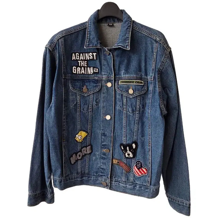 [BUNJANG] Character Patch Denim Jacket / 55-66)캐릭터 패치 데님자켓