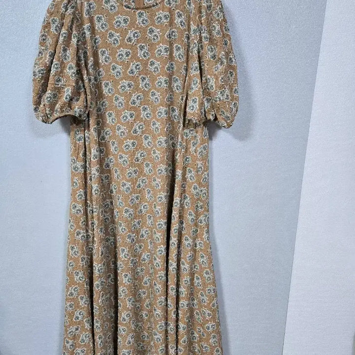 [SOLD OUT] 퍼프소매 나염 롱원피스 프리