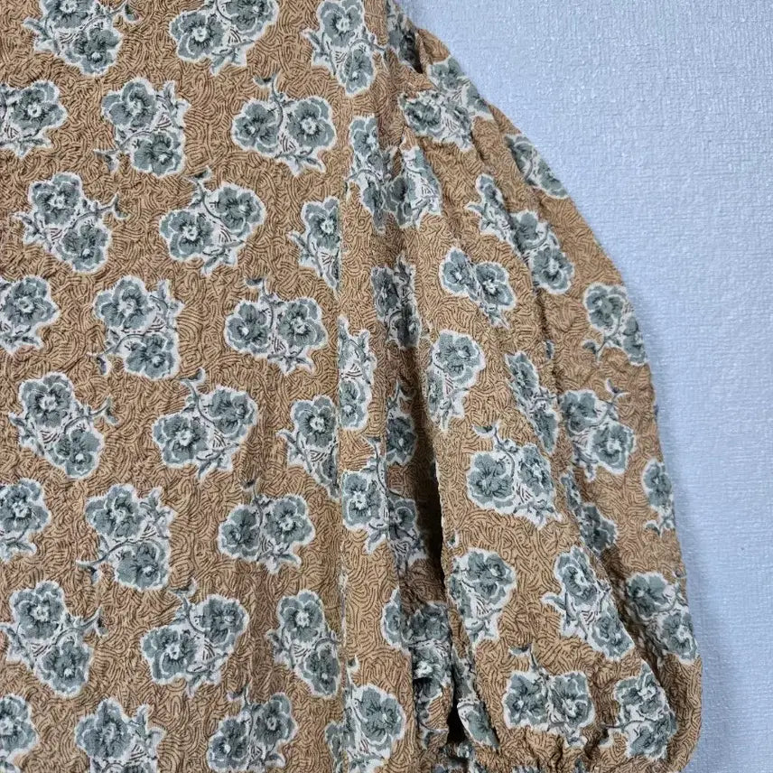 [SOLD OUT] 퍼프소매 나염 롱원피스 프리