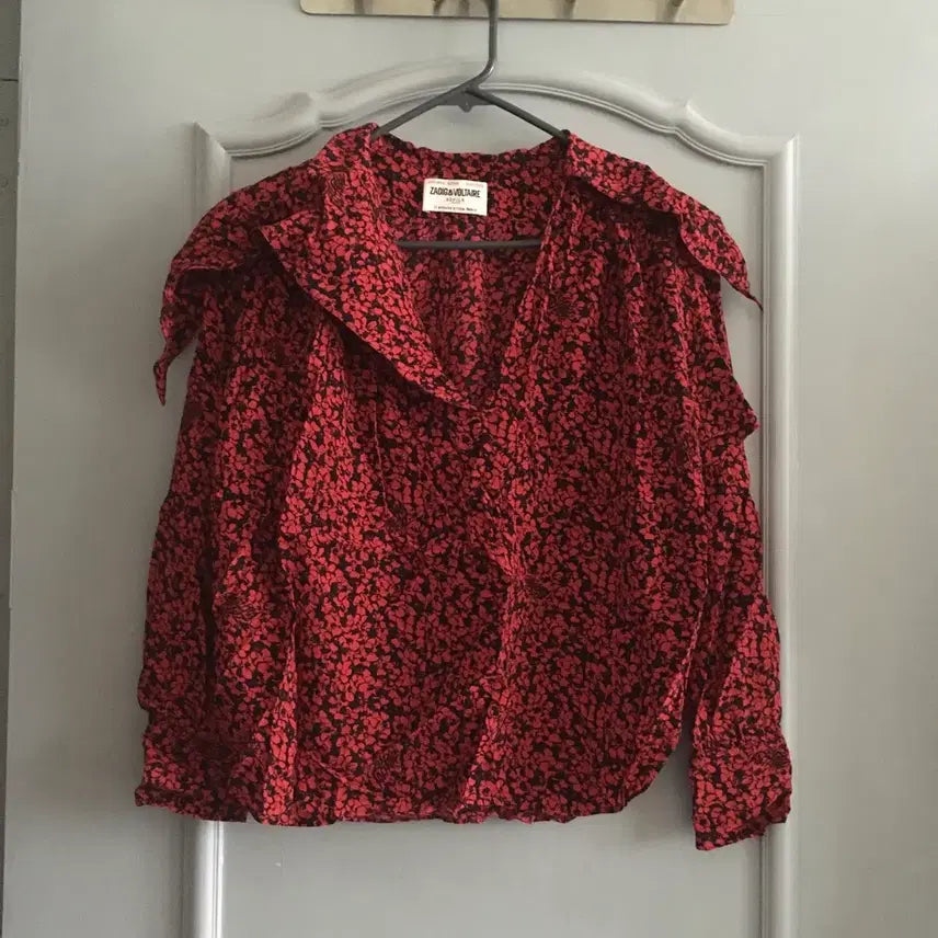 [SOLD OUT] 22ss 쟈딕앤볼테르 레드 플라워 프린트 블라우스 s사이즈