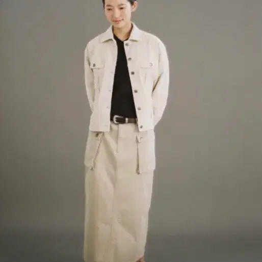 [BUNJANG] Ishii P-44 Cotton Skirt (Light Beige) / 이시이 ishii p-44 코튼 스커트(라이트베이지)
