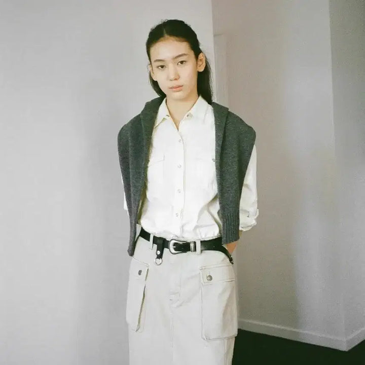 [BUNJANG] Ishii P-44 Cotton Skirt (Light Beige) / 이시이 ishii p-44 코튼 스커트(라이트베이지)