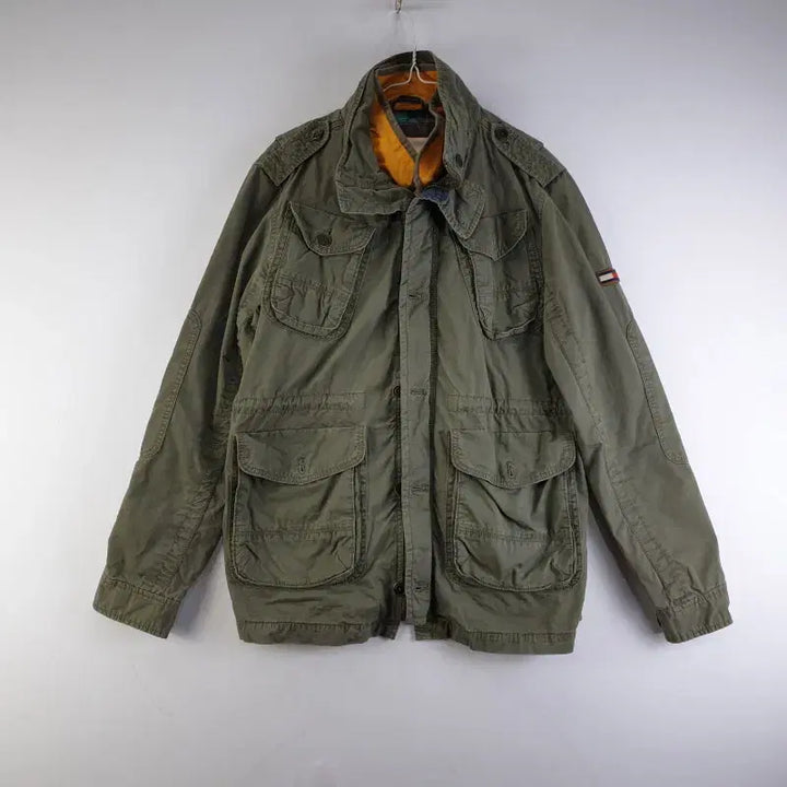 [BUNJANG] Hilfiger Denim Men's Khaki Half Jacket / 힐피거데님 남성M 카키 야상 하프 자켓 M0381
