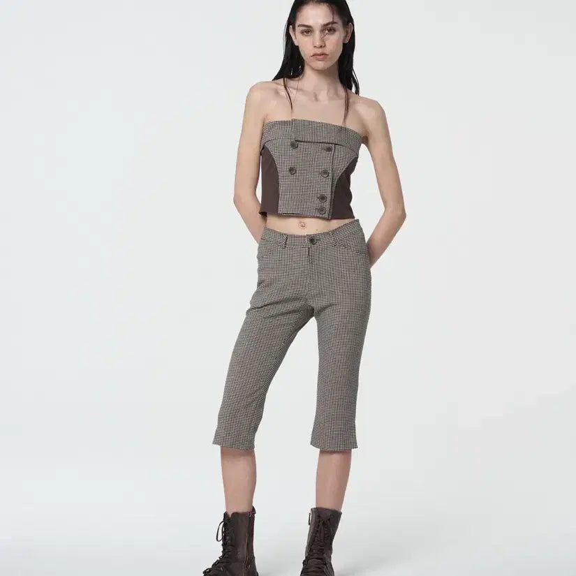 [BUNJANG] Settle For Moon Checked Folded Top / 세틀포문 Checked folded top