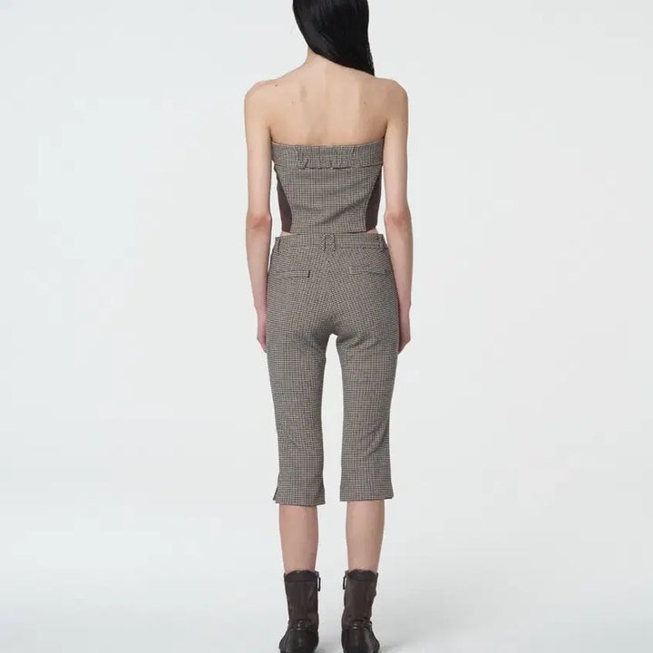 [BUNJANG] Settle For Moon Checked Folded Top / 세틀포문 Checked folded top