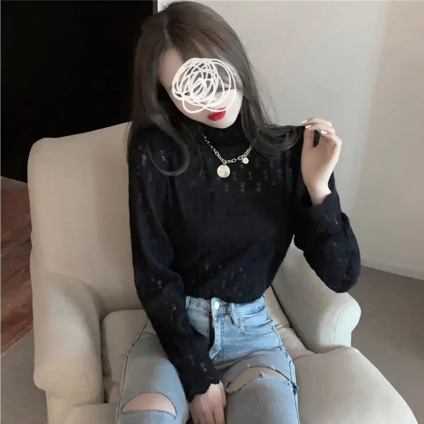[SOLD OUT] <상의>봄신상/레이스 블라우스/시스루블라우스/ 퍼프 긴팔/새상품