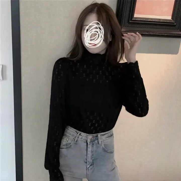 [SOLD OUT] <상의>봄신상/레이스 블라우스/시스루블라우스/ 퍼프 긴팔/새상품