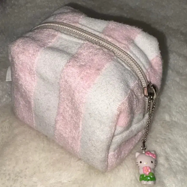 [BUNJANG] Unfold Stripe Pouch + Kitty Keyring / 언폴드 unfold 스트라이프 파우치 + 키티 키링