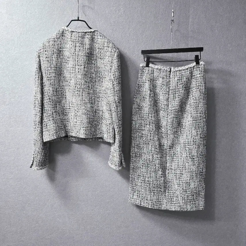 [BUNJANG] THE COVER Tweed Setup / THE COVER 글리터 은장버튼 트위드 셋업  (새상품급