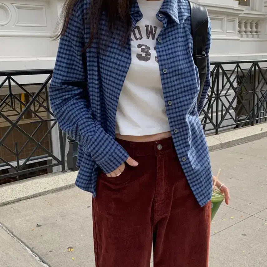 [BUNJANG] Edmore Checkered Shirt Blue / 에드모어 체크 셔츠 블루