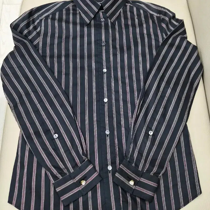 [BUNJANG] Dolce & Gabbana Women's Striped Long Sleeve Shirt / DOLCE&GABBANA 돌체앤가바나 정품 여성 스트라이프 긴팔 셔츠