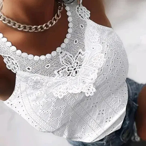 [BUNJANG] Lace White Halter Neck Top / 레이스 화이트 홀터넥 탑77
