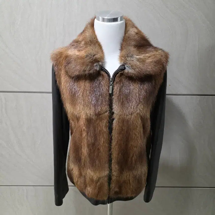 [BUNJANG] Real Muskrat &amp; Lambskin Leather Jacket (Size 55-66) / 리얼 머스크랫100% + 양가죽 배색 자켓 55~66