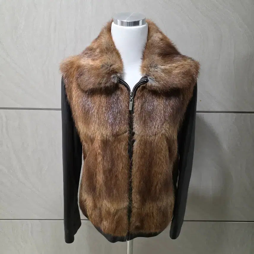 [BUNJANG] Real Muskrat &amp; Lambskin Leather Jacket (Size 55-66) / 리얼 머스크랫100% + 양가죽 배색 자켓 55~66