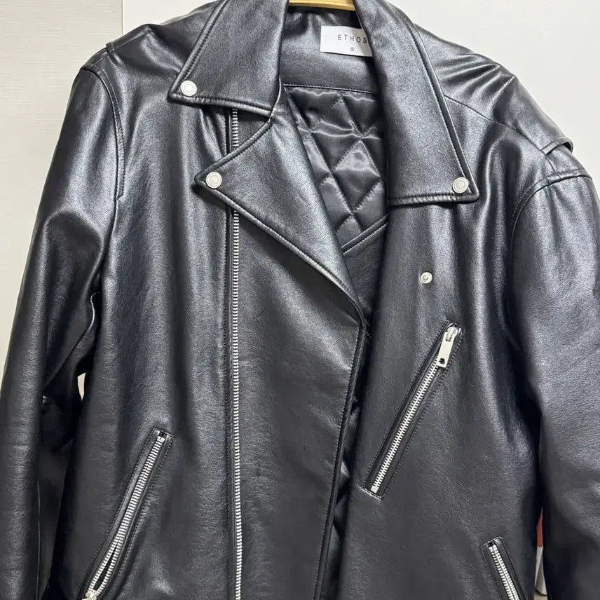 [BUNJANG] ETHOS Black Leather Rider Jacket / ETHOS 블랙 가죽 라이더 자켓