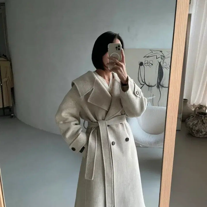 [BUNJANG] Handmade Wool Big Collar Coat / 울90 빅카라 핸드메이드 코트
