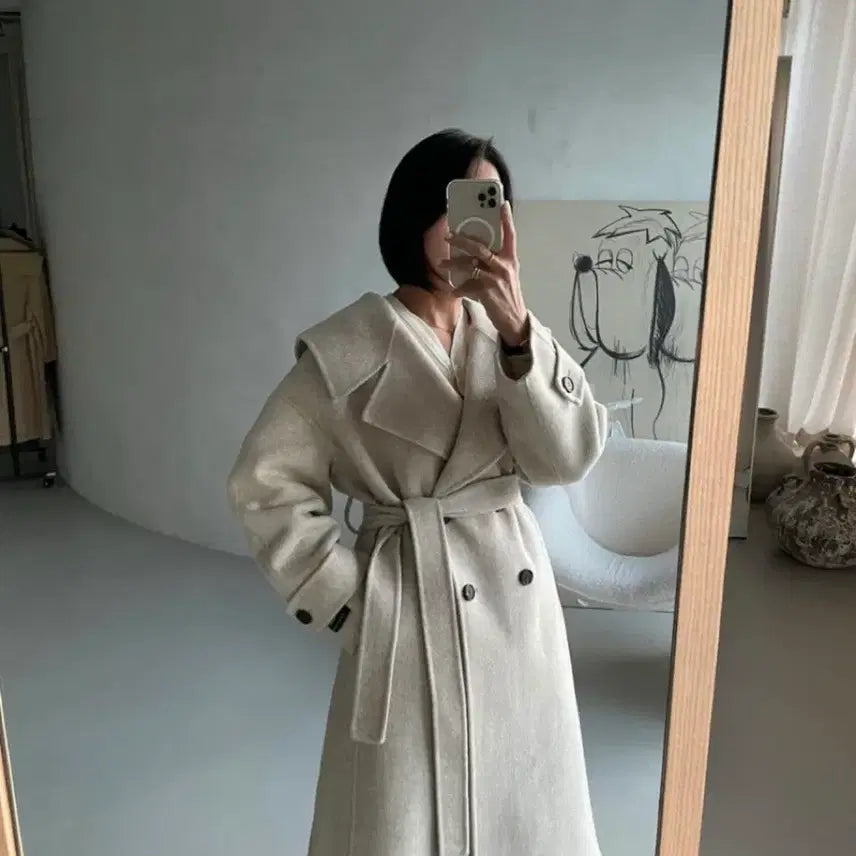 [BUNJANG] Handmade Wool Big Collar Coat / 울90 빅카라 핸드메이드 코트