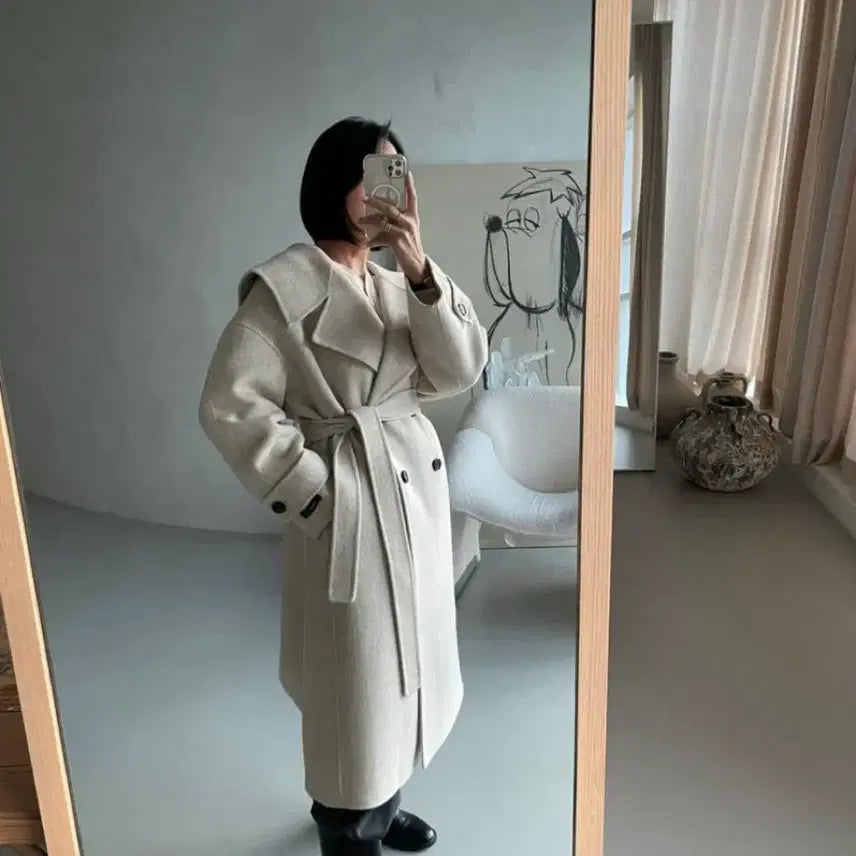 [BUNJANG] Handmade Wool Big Collar Coat / 울90 빅카라 핸드메이드 코트