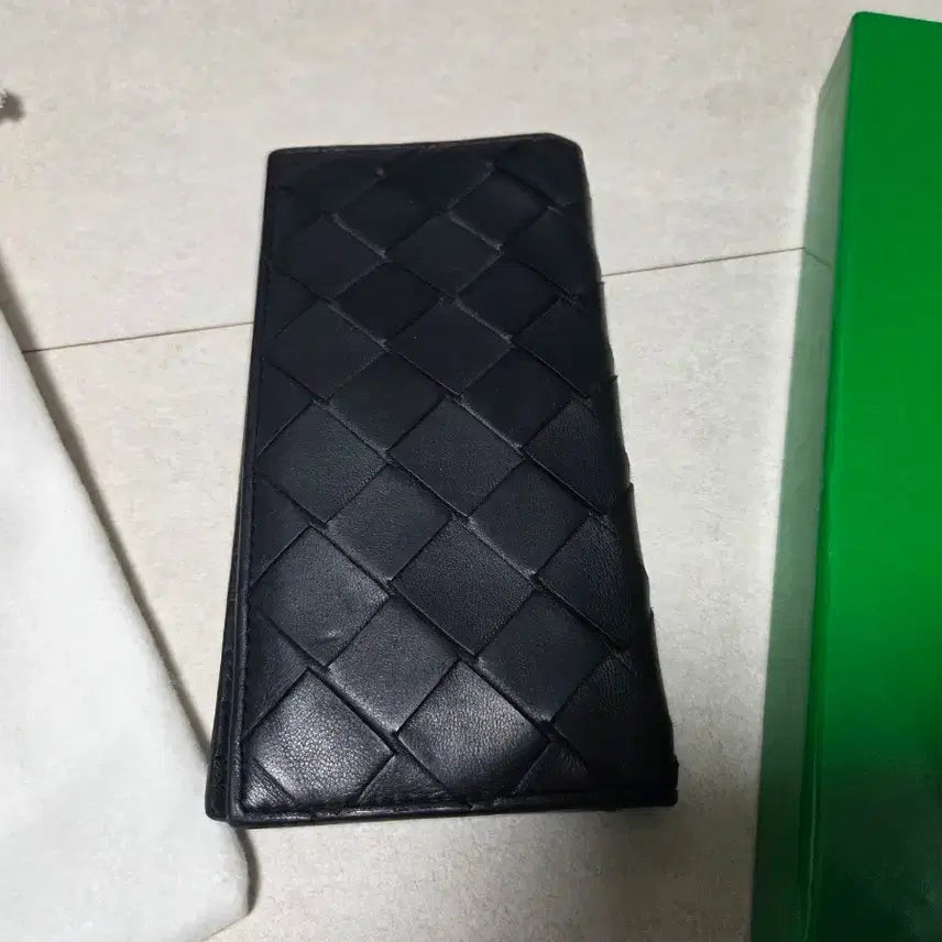 [BUNJANG] Bottega Veneta Black Long Wallet Full Set / 보테가 베네타 블랙 장지갑 풀세트 (굵은 패턴)