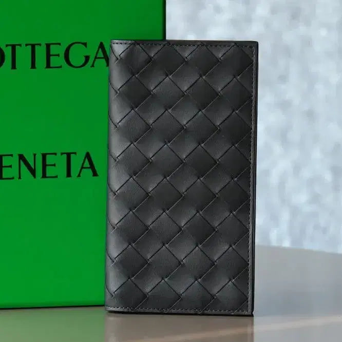 [BUNJANG] Bottega Veneta Black Long Wallet Full Set / 보테가 베네타 블랙 장지갑 풀세트 (굵은 패턴)