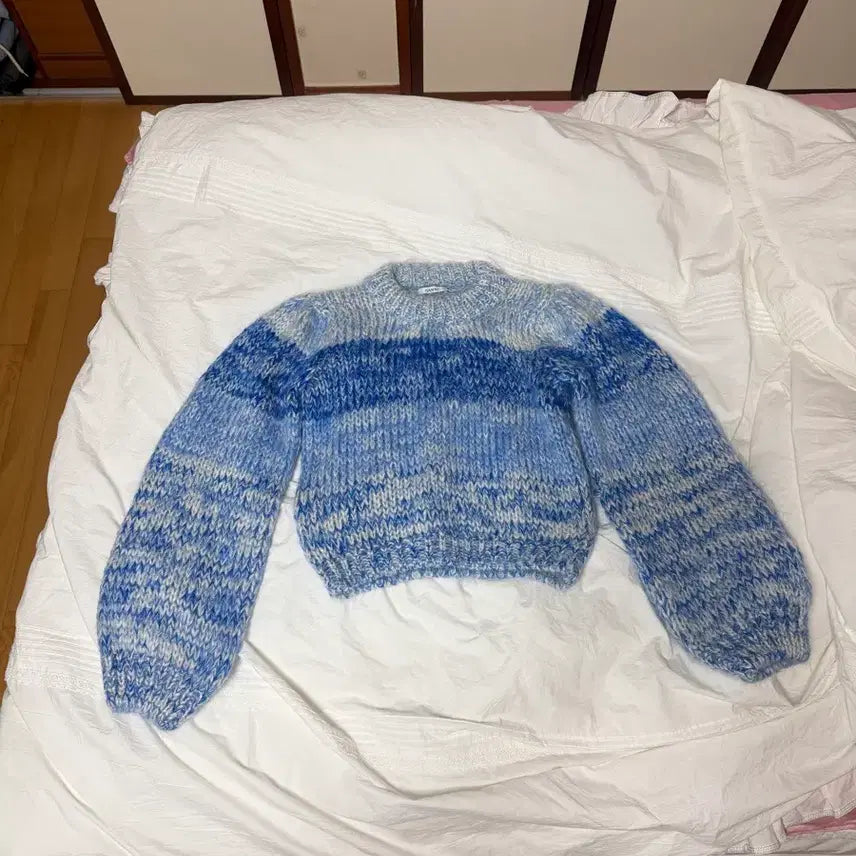 [BUNJANG] GANNI Alpaca Blue Mohair Stripe Knit Sweater / GANNI 가니 알파카 블루 모헤어 스트라이프 니트