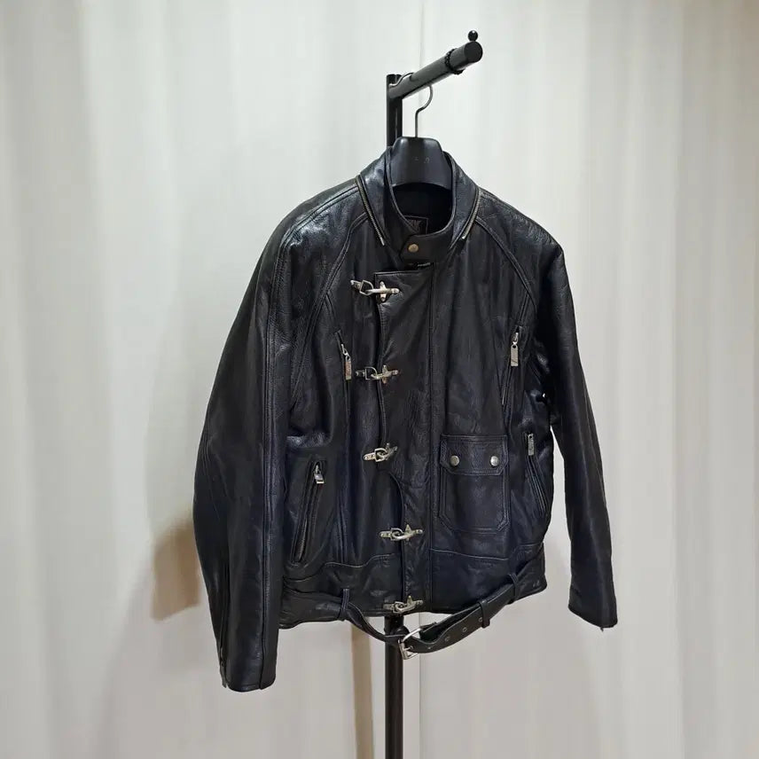 [BUNJANG] Ahn Jun-Jae Fireman Leather Jacket XL / (택포) 90's 안전지대 파이어맨 가죽자켓 XL