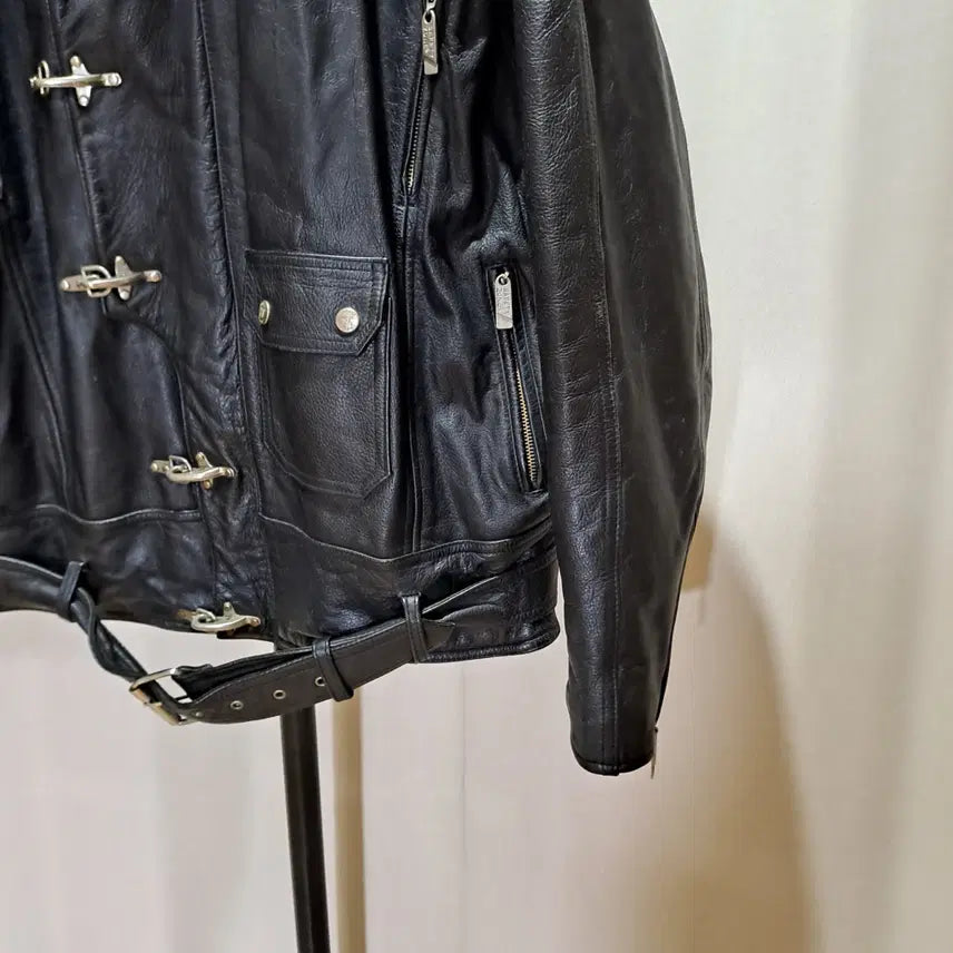 [BUNJANG] Ahn Jun-Jae Fireman Leather Jacket XL / (택포) 90's 안전지대 파이어맨 가죽자켓 XL