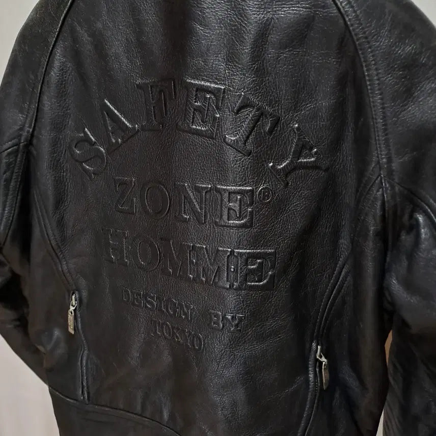 [BUNJANG] Ahn Jun-Jae Fireman Leather Jacket XL / (택포) 90's 안전지대 파이어맨 가죽자켓 XL