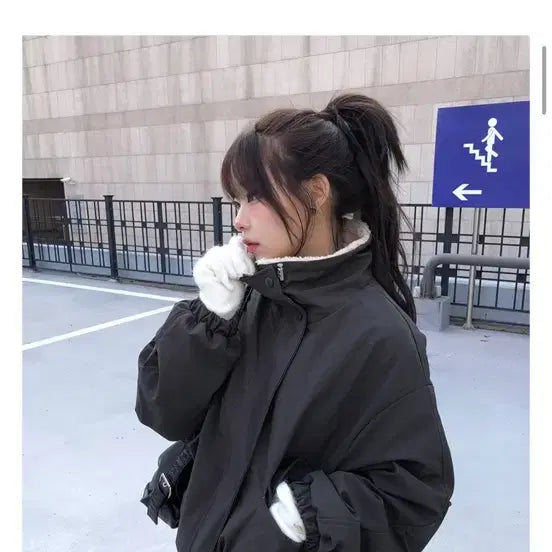 [BUNJANG] Black Fleece Lined Parka Jacket / 양털 안감 야상