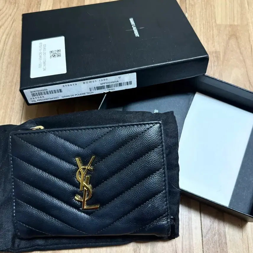 [BUNJANG] Saint Laurent Monogram Bi-fold Wallet / (정품) 생로랑 모노그램 캐비어 반지갑