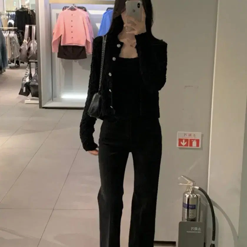 [BUNJANG] Ronua Black Cardigan Set / 로뉴아 블랙 가디건세트