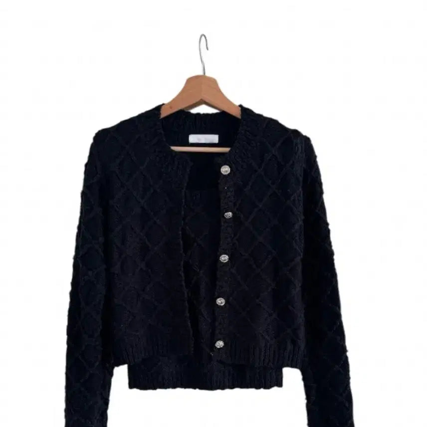 [BUNJANG] Ronua Black Cardigan Set / 로뉴아 블랙 가디건세트