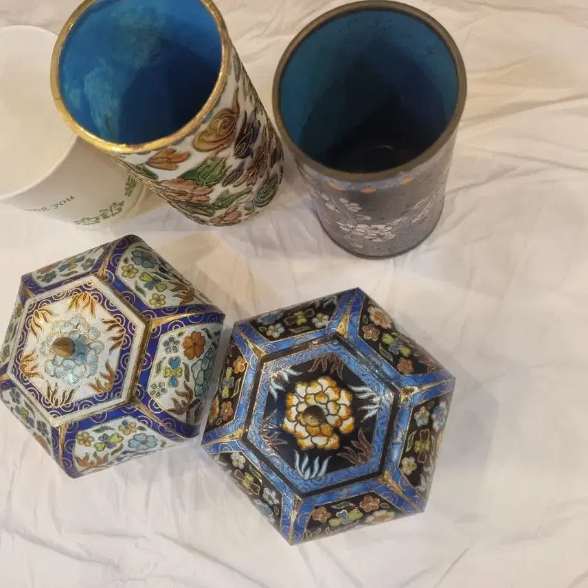 [BUNJANG] Enamel Crafts Set / 칠보 함 장식품4개