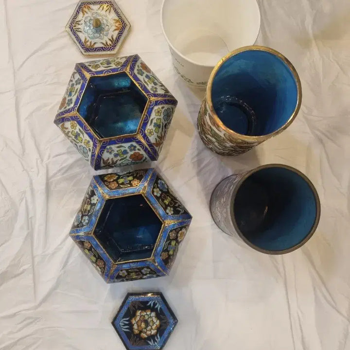 [BUNJANG] Enamel Crafts Set / 칠보 함 장식품4개