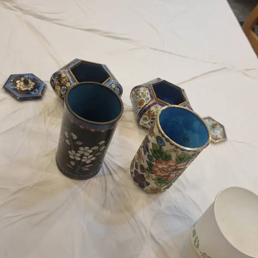 [BUNJANG] Enamel Crafts Set / 칠보 함 장식품4개