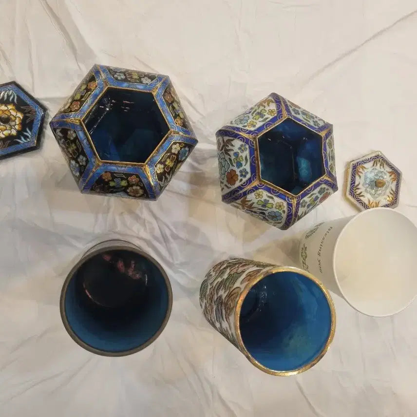 [BUNJANG] Enamel Crafts Set / 칠보 함 장식품4개