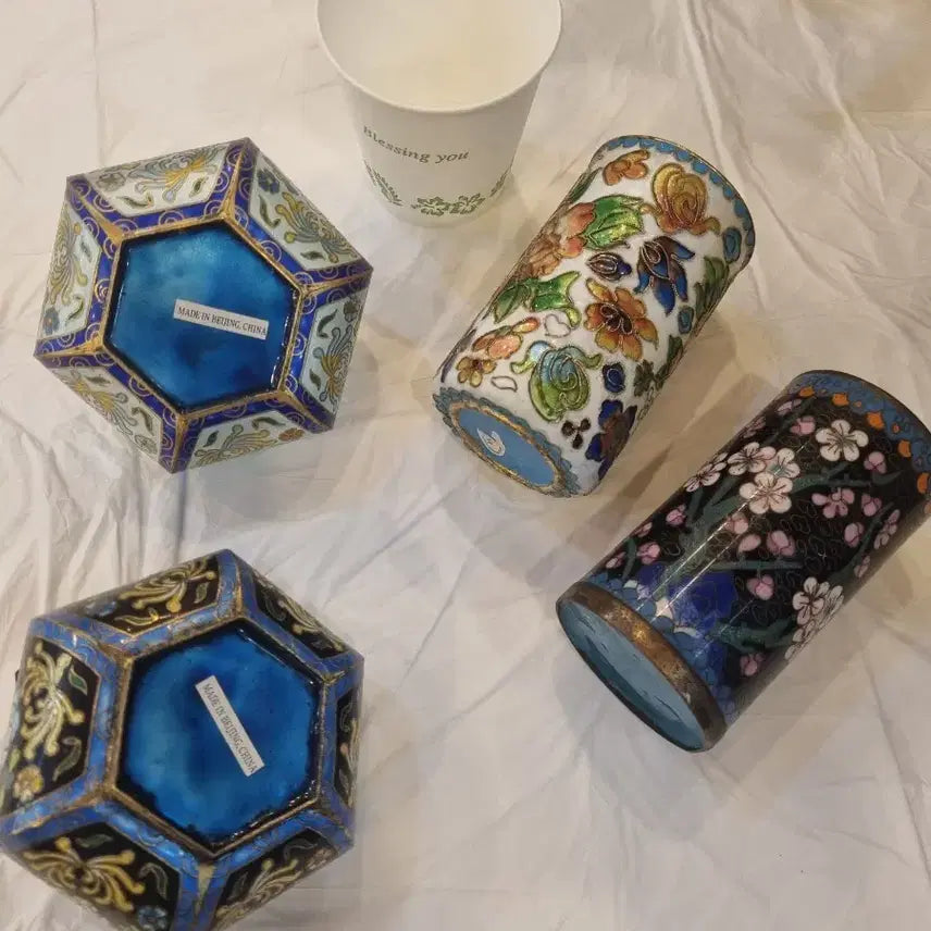 [BUNJANG] Enamel Crafts Set / 칠보 함 장식품4개