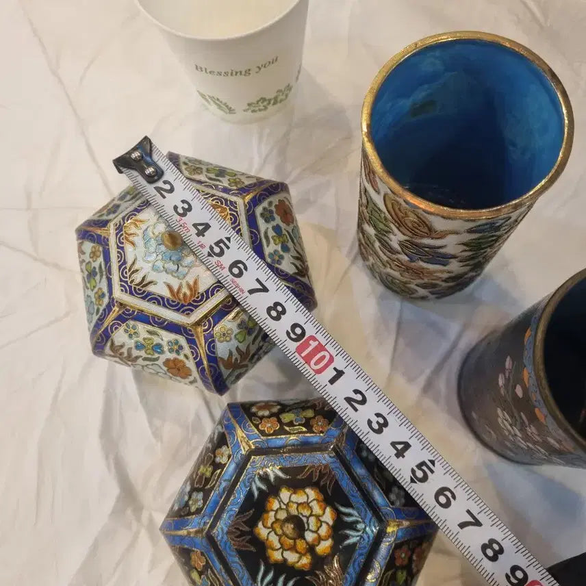 [BUNJANG] Enamel Crafts Set / 칠보 함 장식품4개