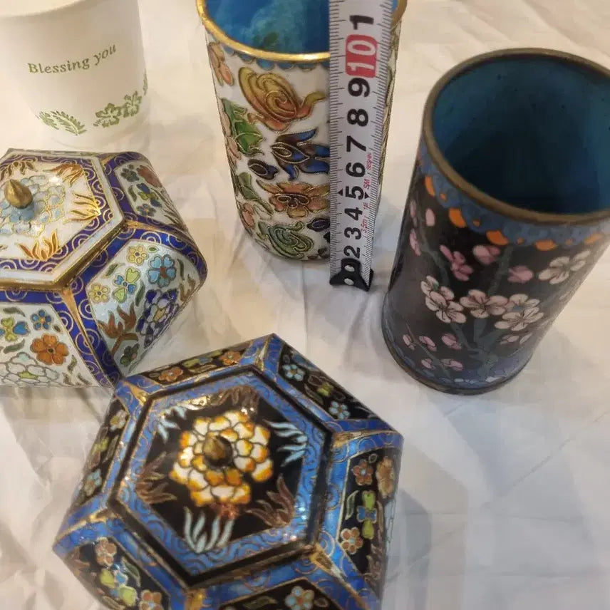 [BUNJANG] Enamel Crafts Set / 칠보 함 장식품4개