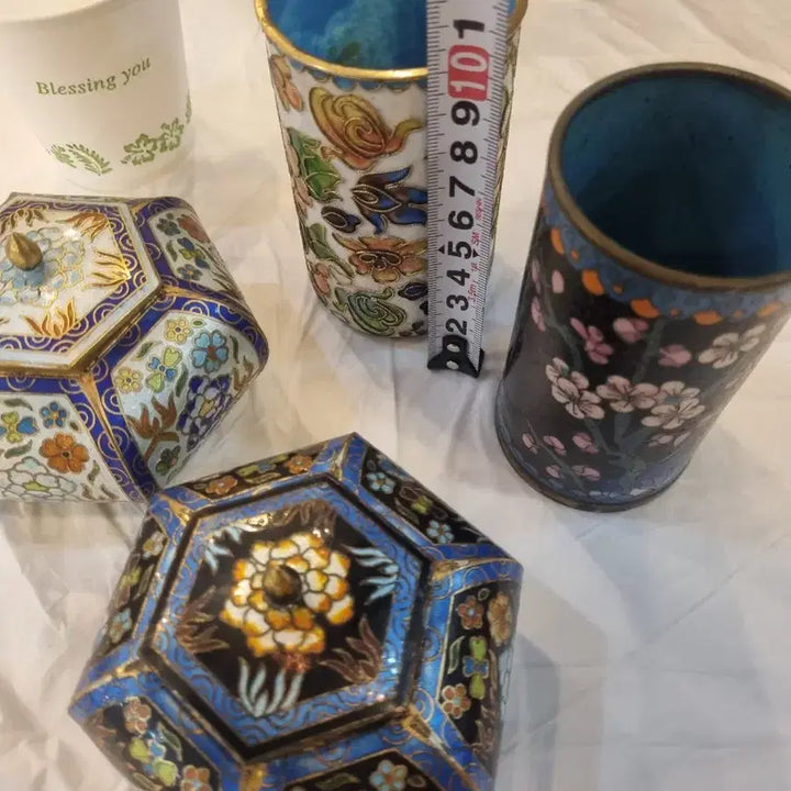 [BUNJANG] Enamel Crafts Set / 칠보 함 장식품4개