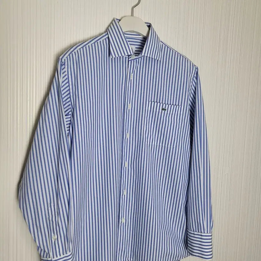 [BUNJANG] Lacoste Striped Pocket Shirt / 100_라코스테 셔츠 블루 스트라이프 포켓