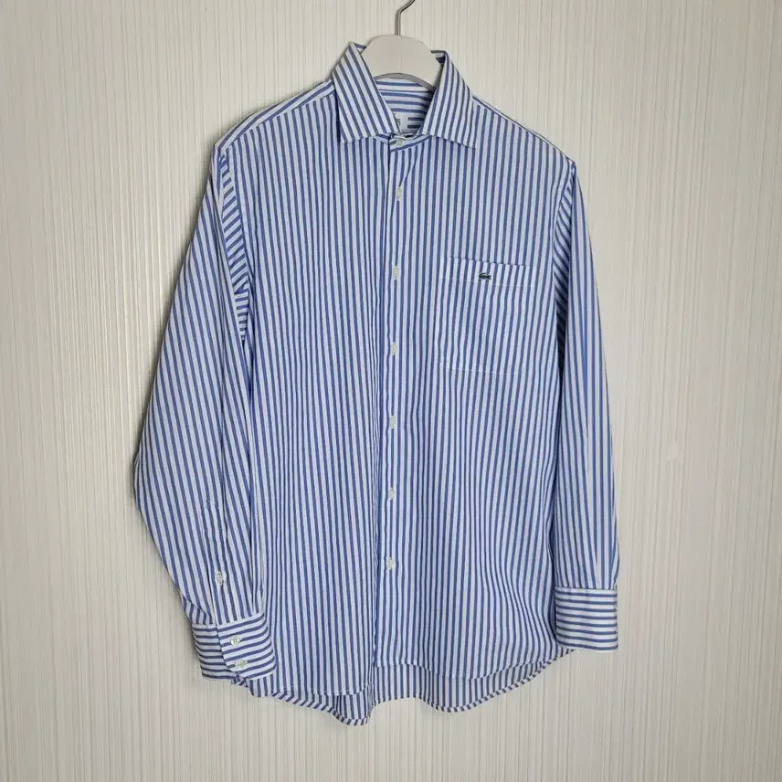 [BUNJANG] Lacoste Striped Pocket Shirt / 100_라코스테 셔츠 블루 스트라이프 포켓