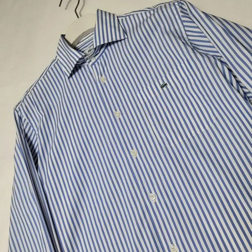 [BUNJANG] Lacoste Striped Pocket Shirt / 100_라코스테 셔츠 블루 스트라이프 포켓