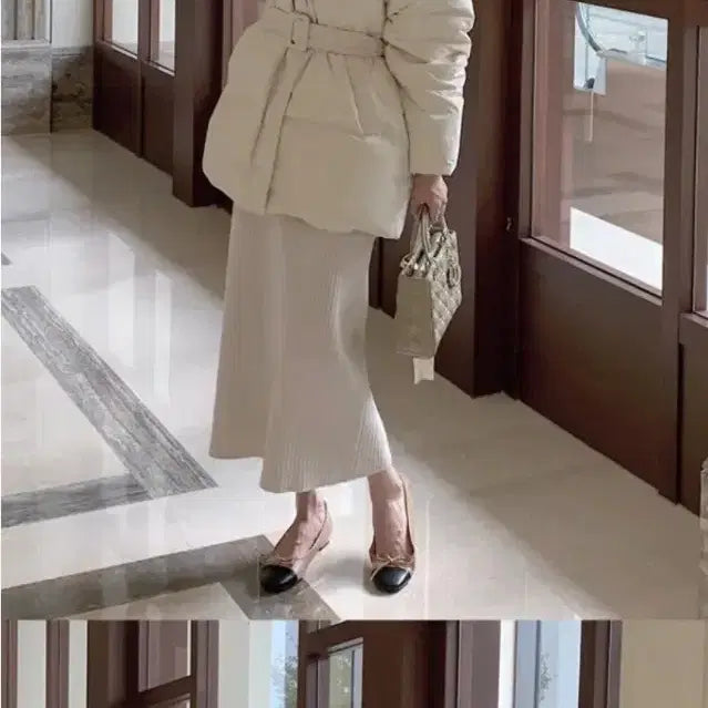 [BUNJANG] High Classic Ivory Long Knit Skirt / 하이클래식 롱니트스커트 밴딩골지스판h라인 아이보리