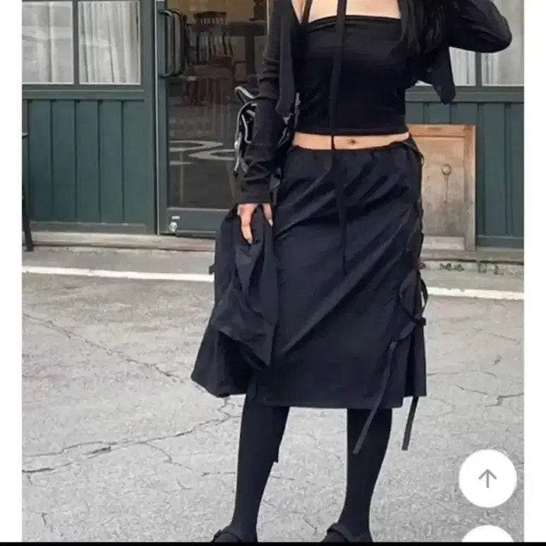 [BUNJANG] Two-Way Layered Skirt / 새상품 ) 투웨이 스커트 블랙 / 레이어드 치마  리본셔링