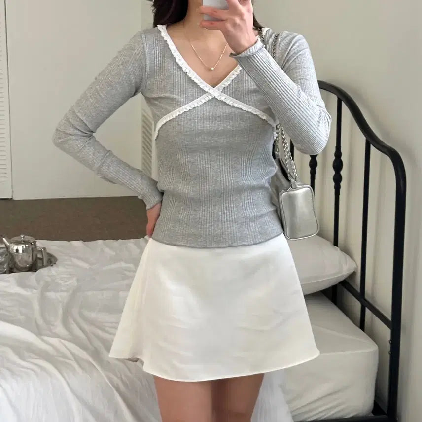 [BUNJANG] Ivory Silk Mini Skirt / 아이보리 실크 미니스커트